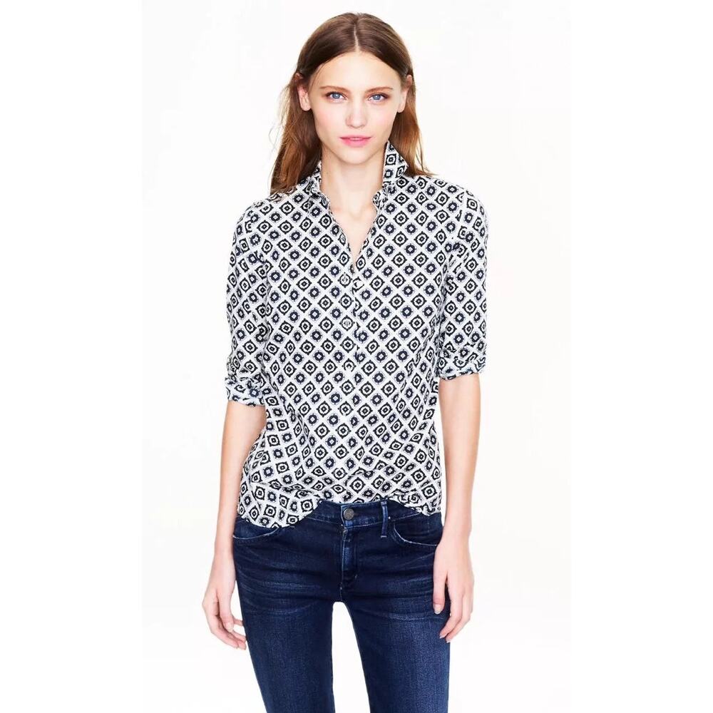 J. Crew Black and White Button Down Shirt